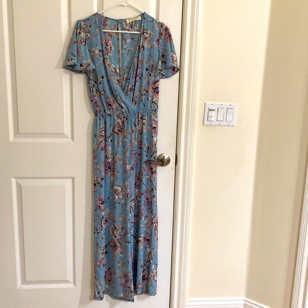 Floral 1-piece jumpsuit blue